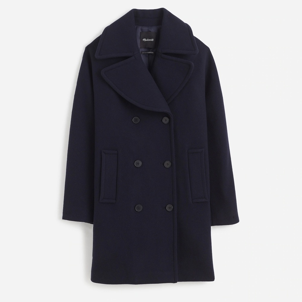 NWT Madewell WOOL Oversized-Collar Peacoat in Insuluxe Fabric | Size M | 4.8/5